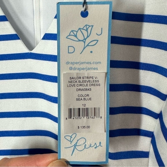 Nwt Draper James Love Circle Sailor Blue and  White Stripe Size 12 - Picture 3 of 7